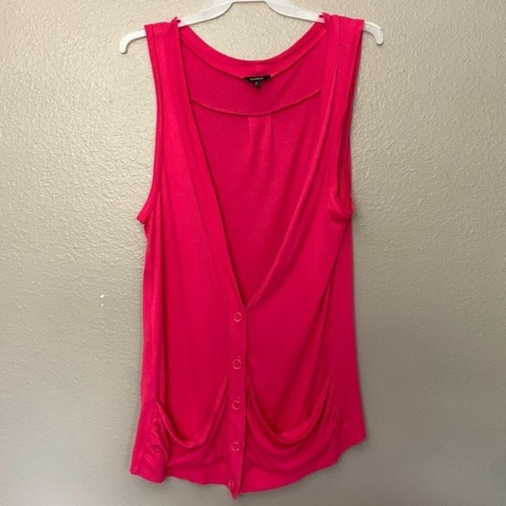Express long vest pink cardigan vest with buttons. Size Medium.